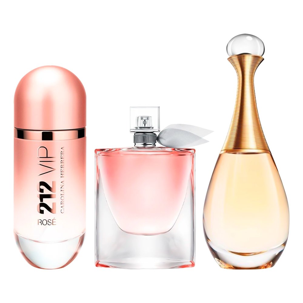 Combo van 3 Vrouwenparfums - 212 VIP Rosé, La Vie est Belle en J'adore [100 ml elk]